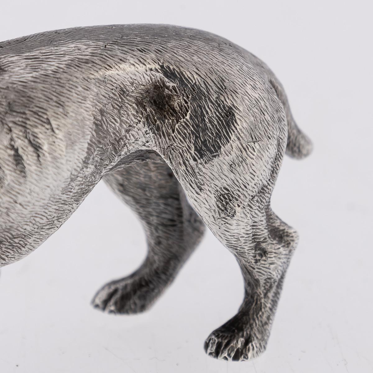 20th Century Edwardian Solid Silver Pair Of Dog Shaped Salts, London, c.1908 For Sale 8