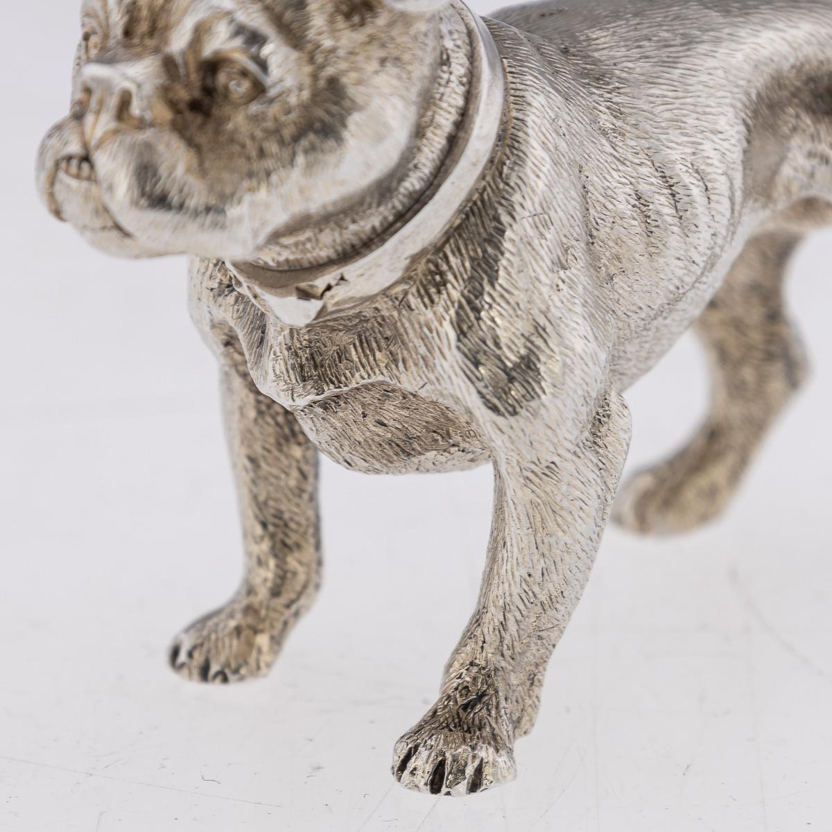 20th Century Edwardian Solid Silver Pair Of Dog Shaped Salts, London, c.1908 For Sale 11