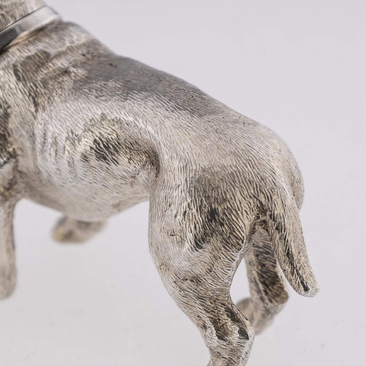 20th Century Edwardian Solid Silver Pair Of Dog Shaped Salts, London, c.1908 For Sale 14