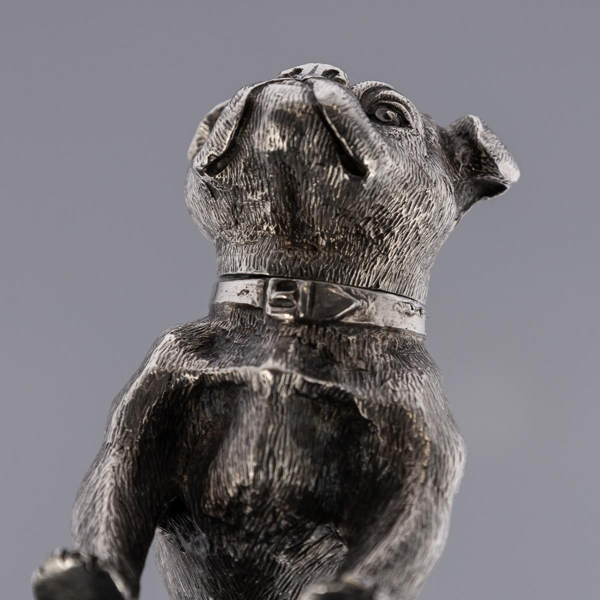 20th Century Edwardian Solid Silver Pair Of Dog Shaped Salts, London, c.1908 For Sale 5