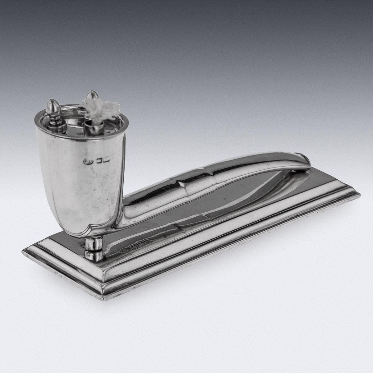 English 20th Century Edwardian Solid Silver Pipe Shaped Table Lighter, Sheffield, c 1906 For Sale