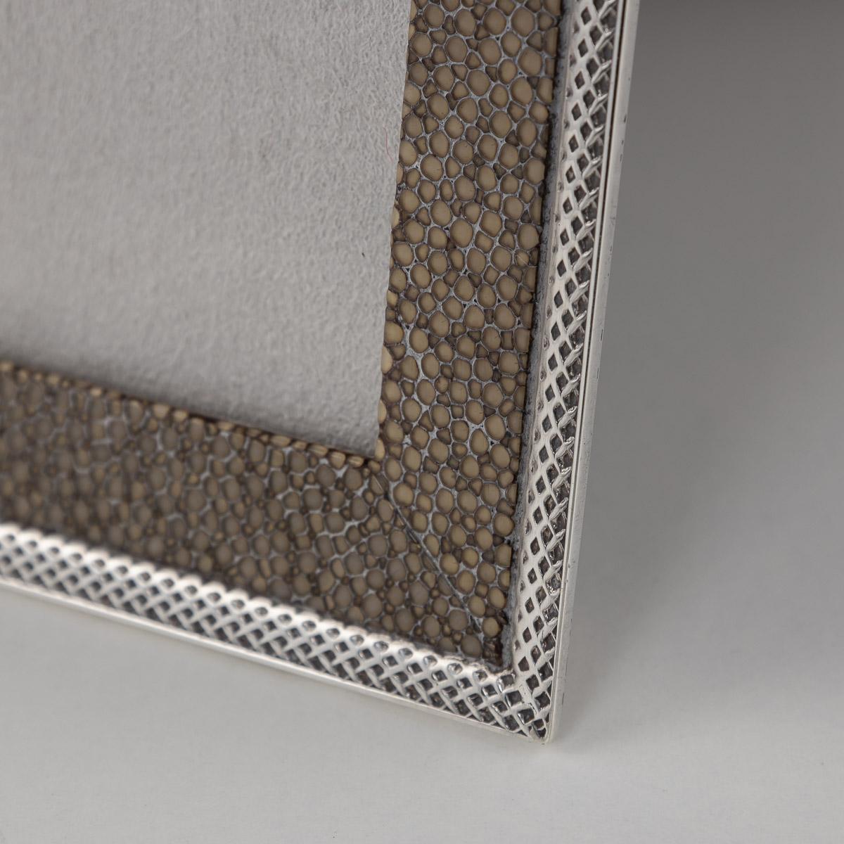 20th Century Edwardian Solid Silver & Shagreen Photo Frame, Chester, c.1911 5
