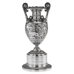 Vintage 20th Century Edwardian Solid Silver Trophy Vase, Hunt & Roskell, circa 1908