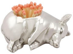 20th Century Edwardian Sterling Silver Pig Match Holder / Striker