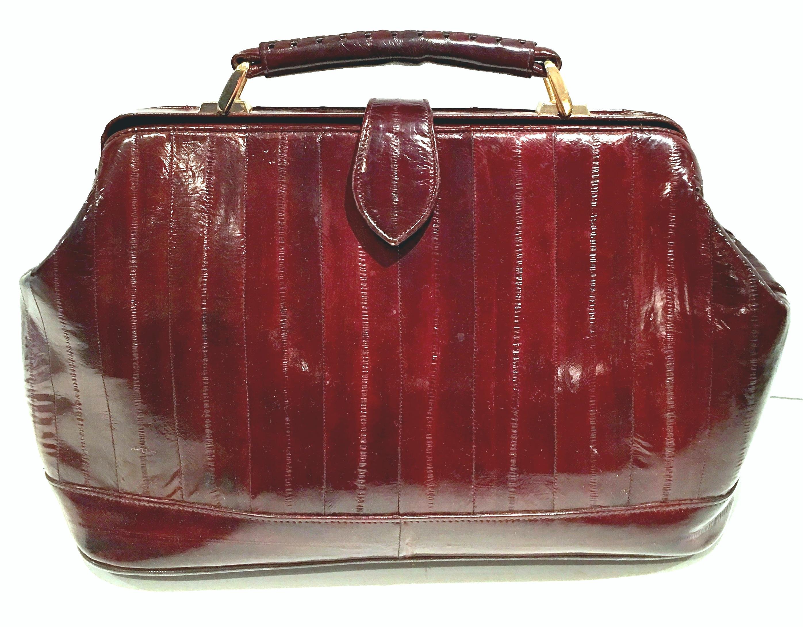 20th Century Eel Skin Oxblood "Doctor's" Hand Bag at 1stDibs | eel skin bag,  eel skin handbag