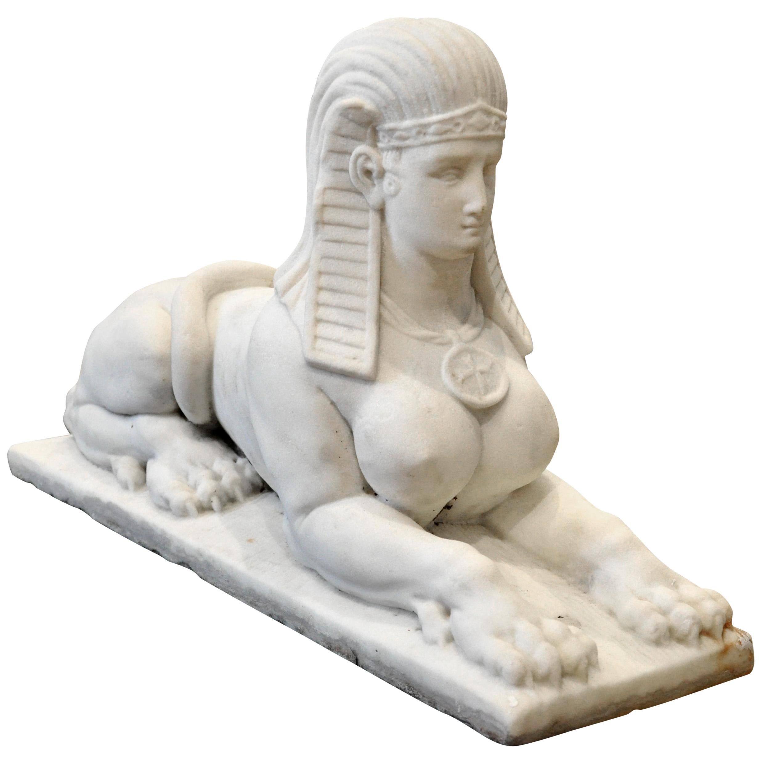 20th Century Egyptian Revival Marble Sphinx