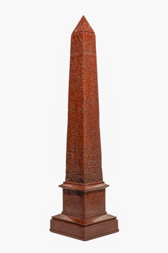 20th century egyptian revival red faux marble obelisk