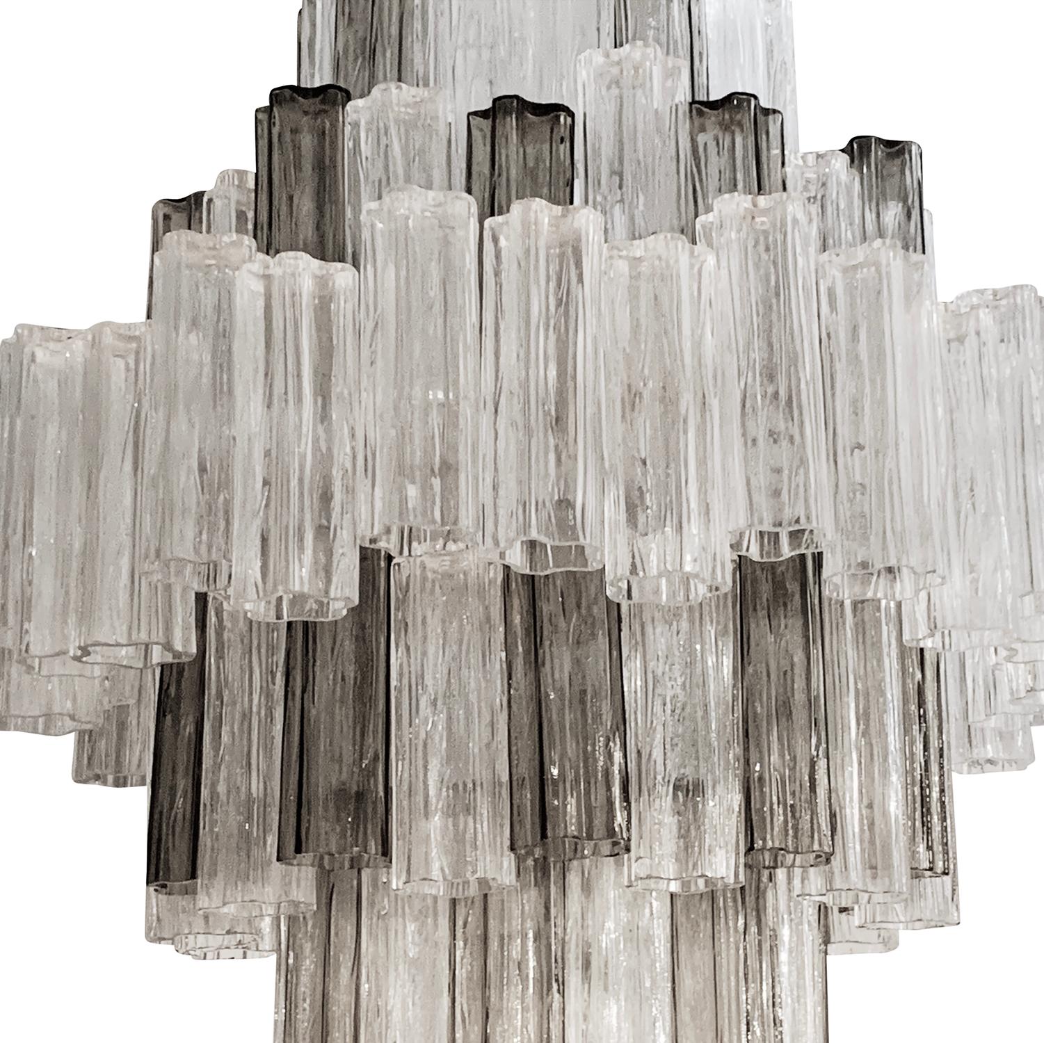 Hand-Crafted 20th Century Italian Eight Tiered Murano Glass Chandeliers by Venini & Zuccheri For Sale