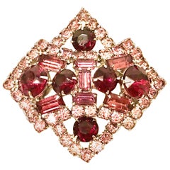 Vintage 20th Century Eisenberg Style Sliver & Swarovski Crystal Brooch