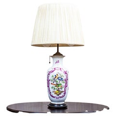 Vintage 20th-Century Electric Table Lamp with Decorative Ceramic Base