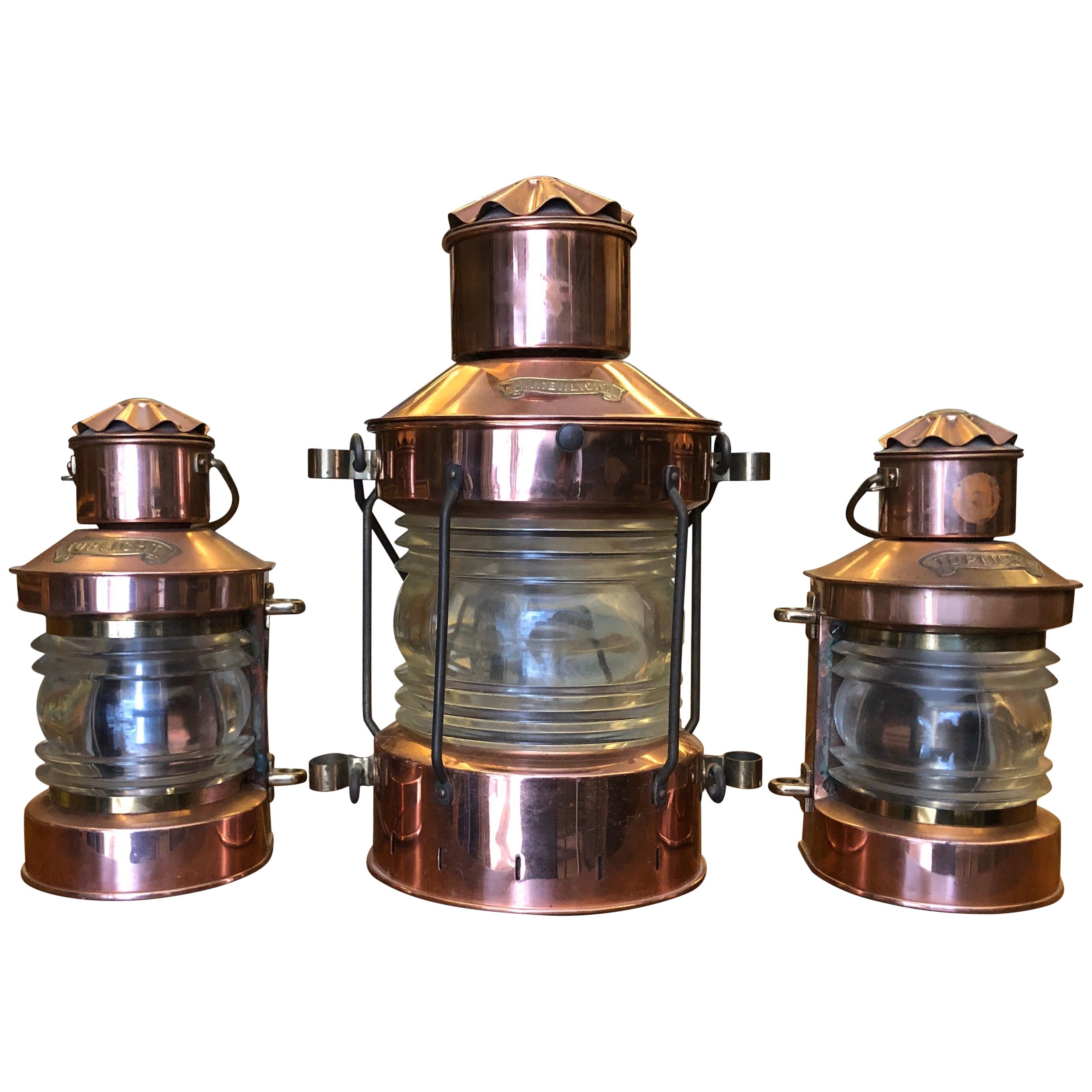 20th Century Electrified Copper Lanterns Ankerlicht, Netherlands For Sale