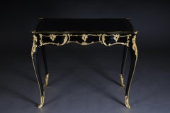 20th Century Elegant Black Bureau Plat / Writing Desk in Louis XV, Beech