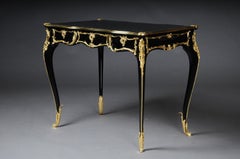20th Century Elegant Black Bureau Plat / Writing Desk in Louis XV, Beech