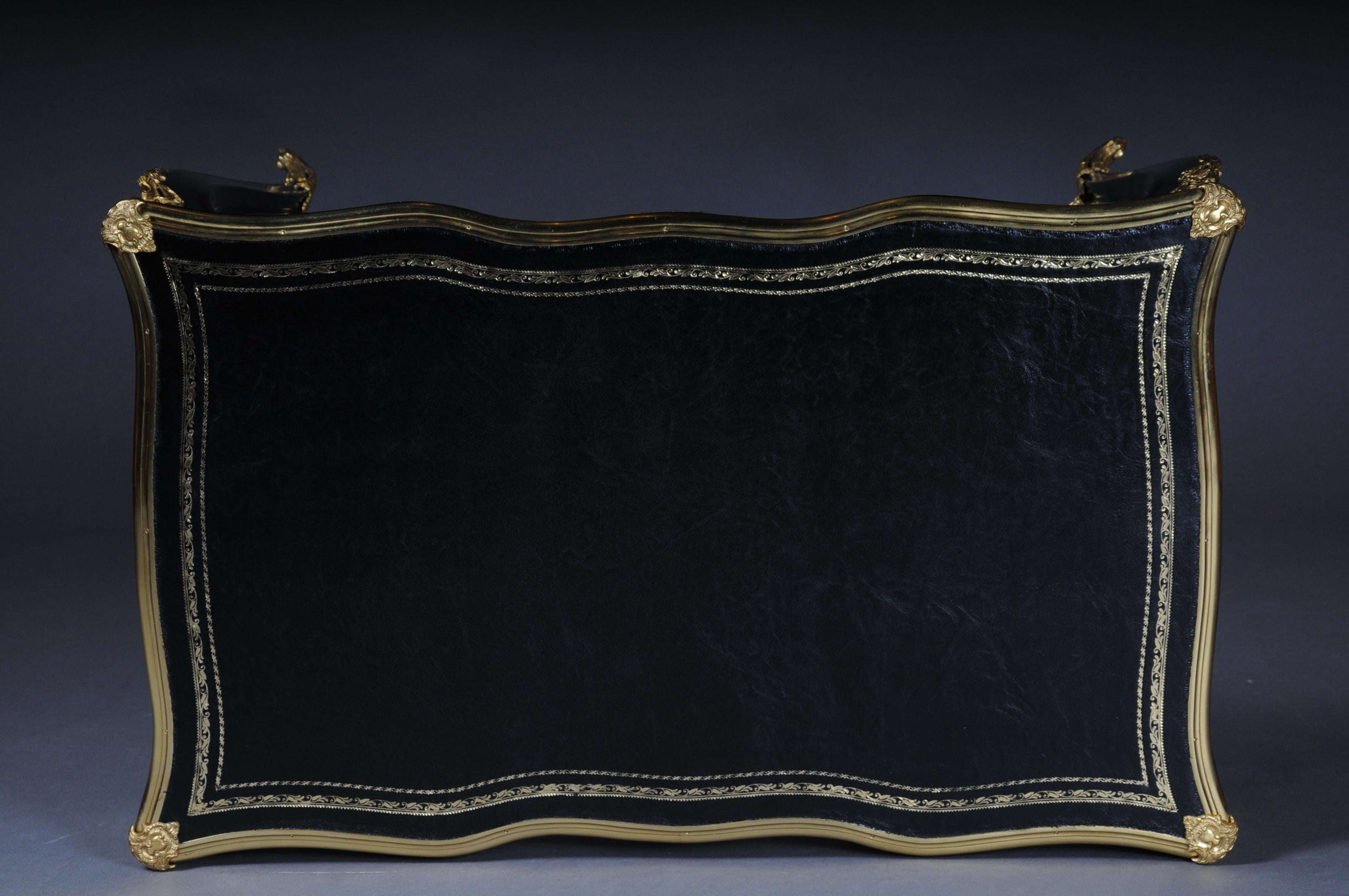 20th Century Elegant Black Bureau Plat / Writing Desk in Louis XV, Beech For Sale 1