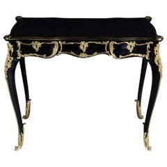 20th Century Elegant Black Bureau Plat / Writing Desk in Louis XV, Beech