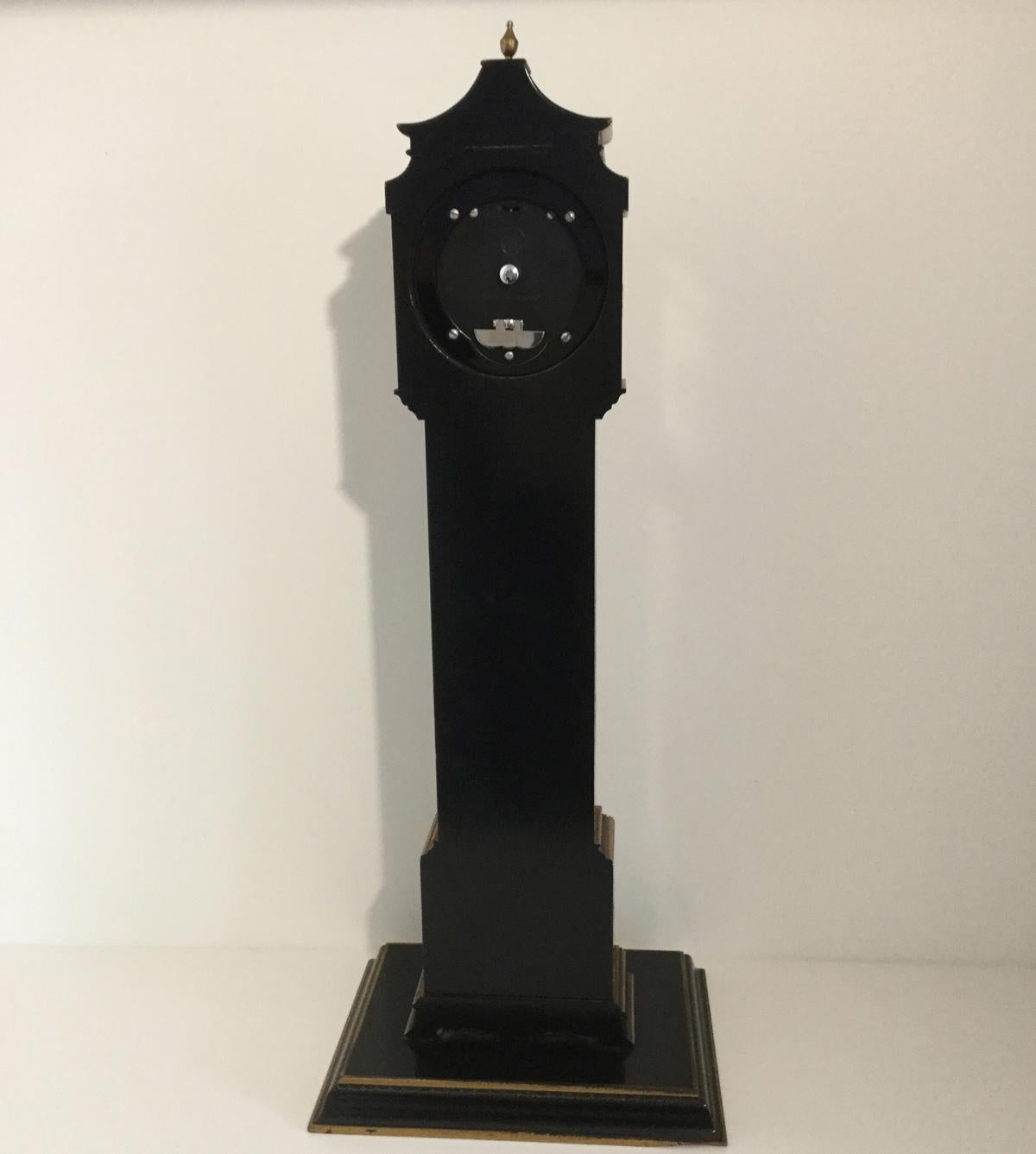 Wood Rare Black Chinoiserie Miniature Longcase Clock by Elliott of London For Sale