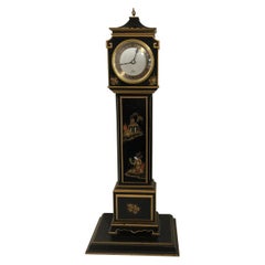 Vintage Black Chinoiserie Miniature Longcase Clock by Elliott of London