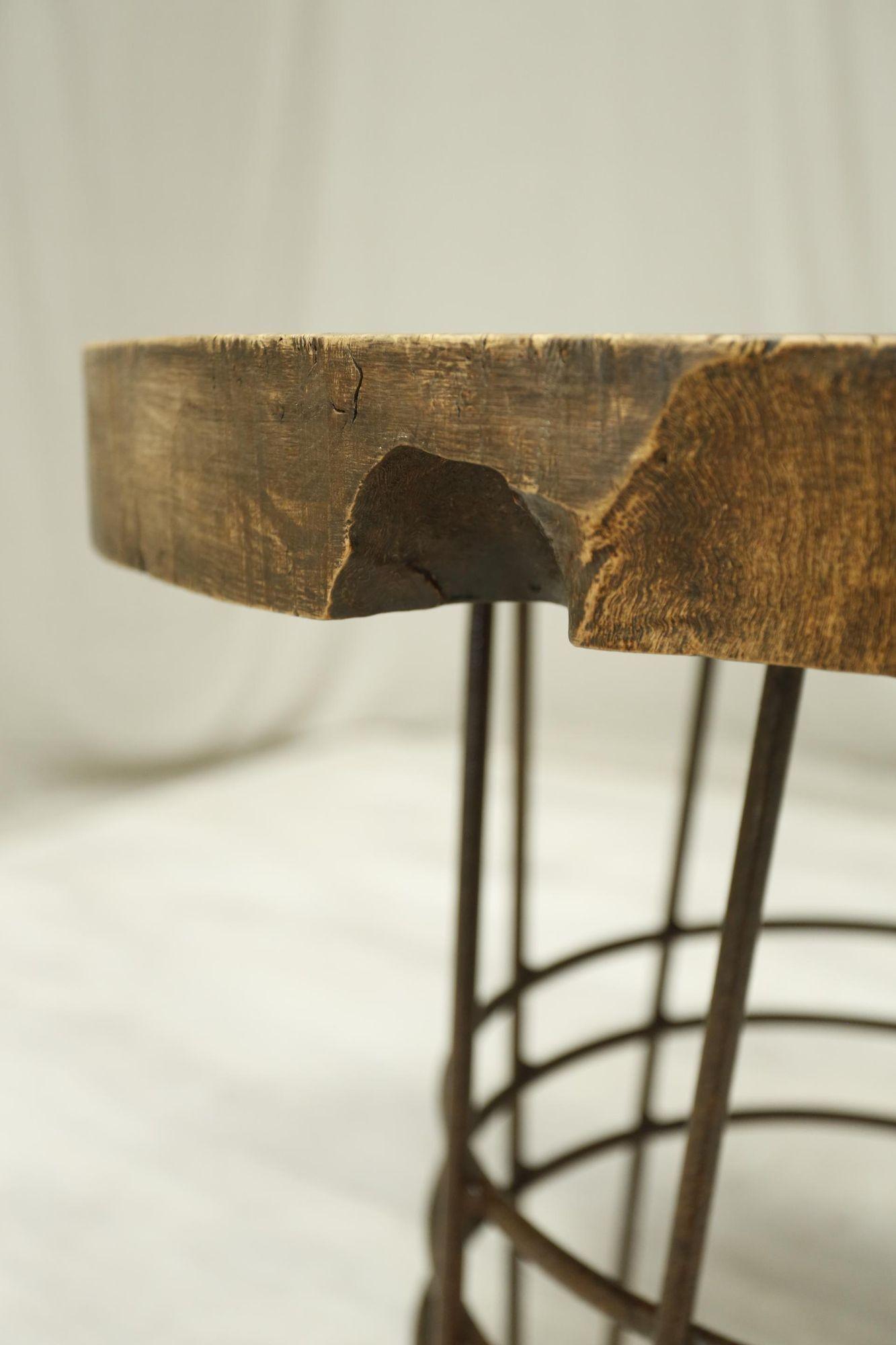 boho elm and copper lamp table