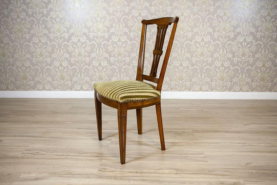 European 20th-Century Elm Chair in Striped Upholstery For Sale