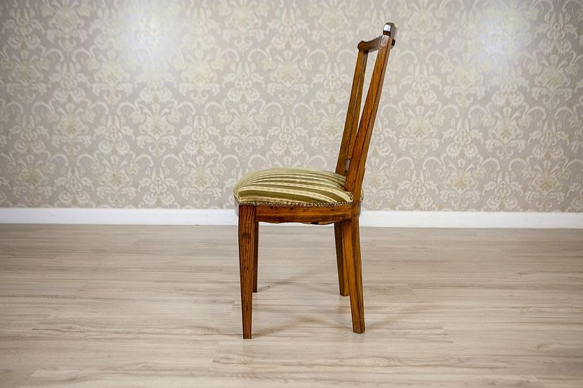 20th-Century Elm Chair in Striped Upholstery In Good Condition For Sale In Opole, PL