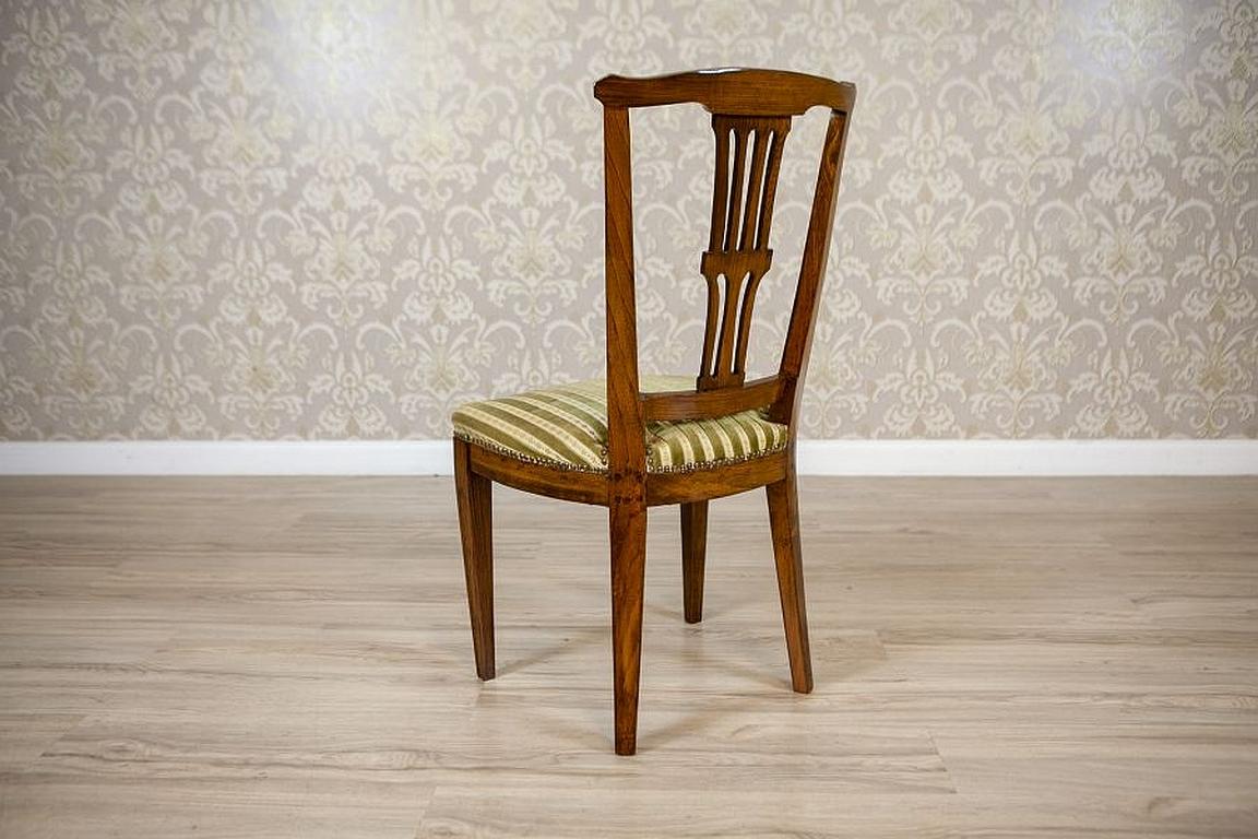 20th Century 20th-Century Elm Chair in Striped Upholstery For Sale