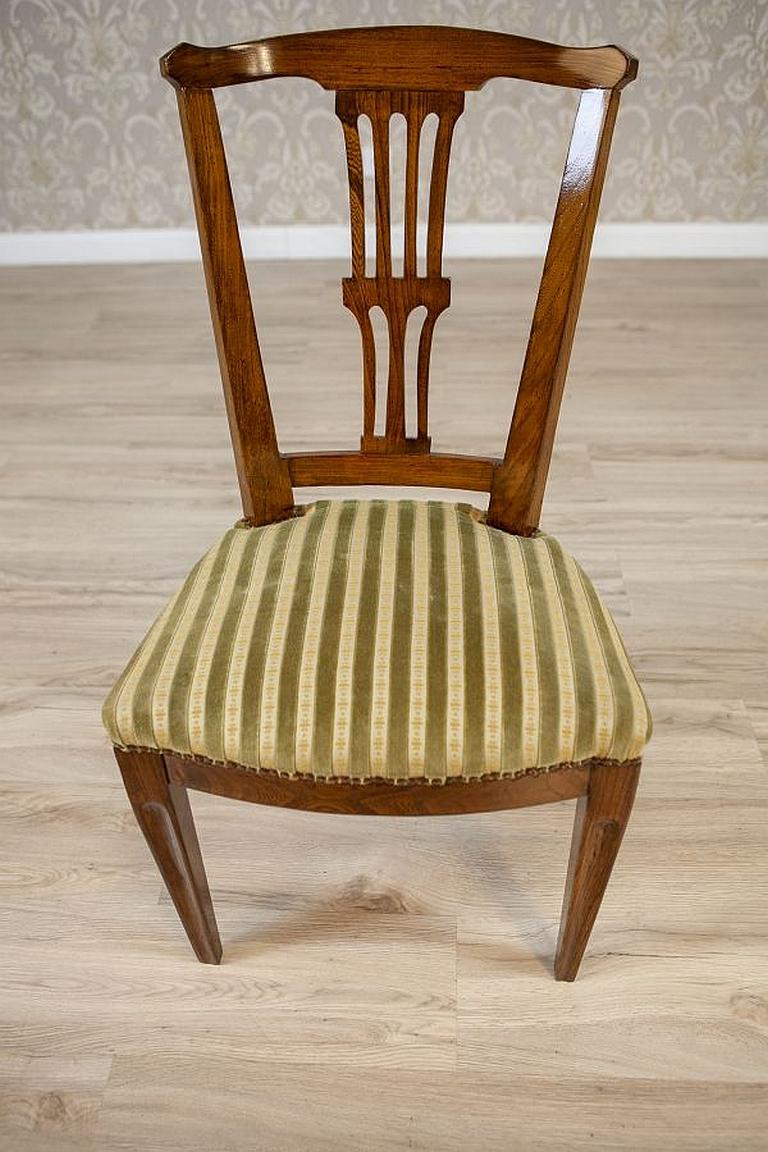 20th-Century Elm Chair in Striped Upholstery For Sale 1