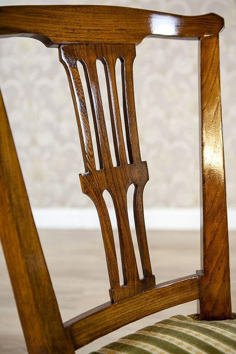 20th-Century Elm Chair in Striped Upholstery For Sale 3