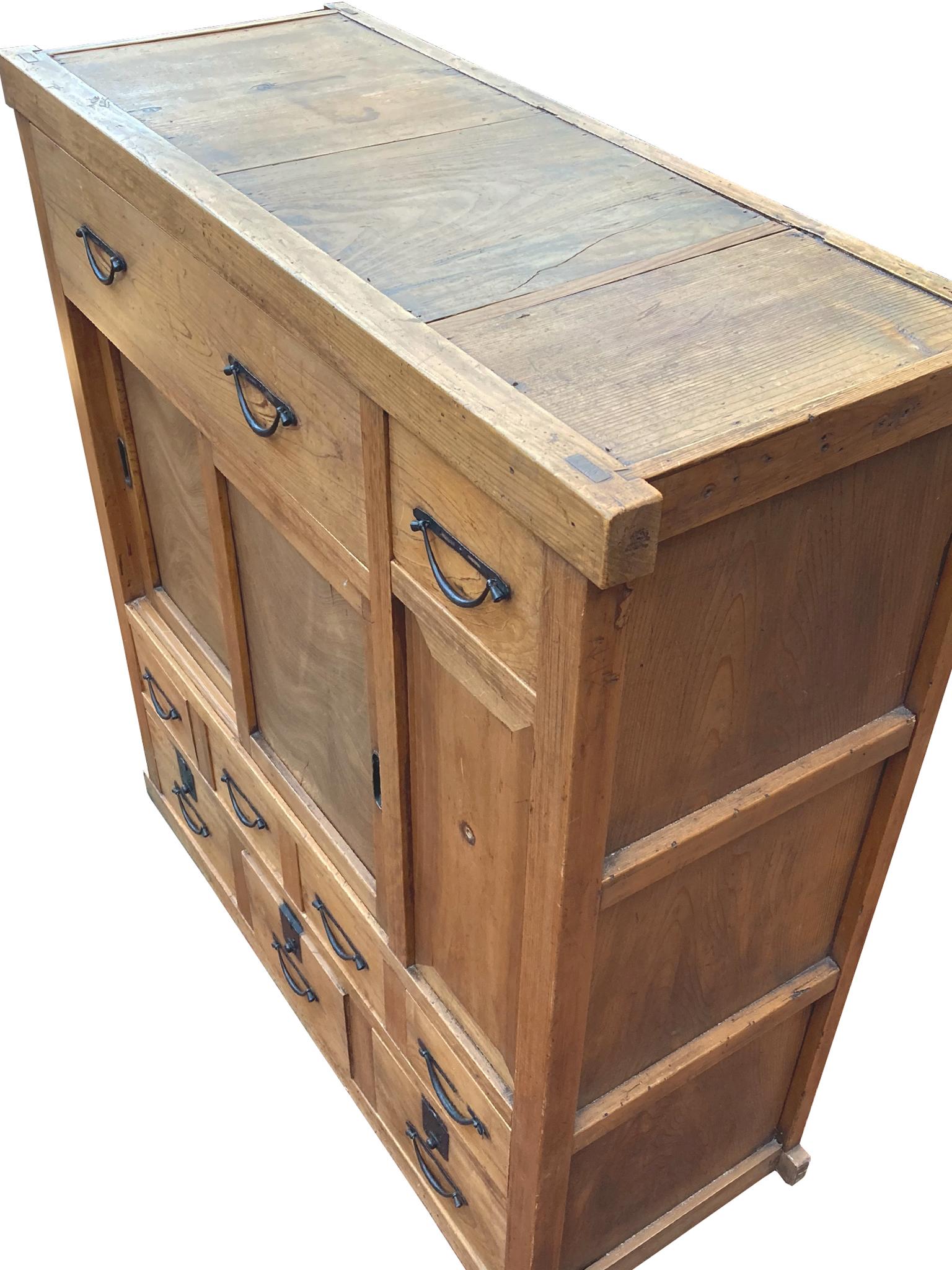 Japanese 20th Century Elmwood Tansu Chest