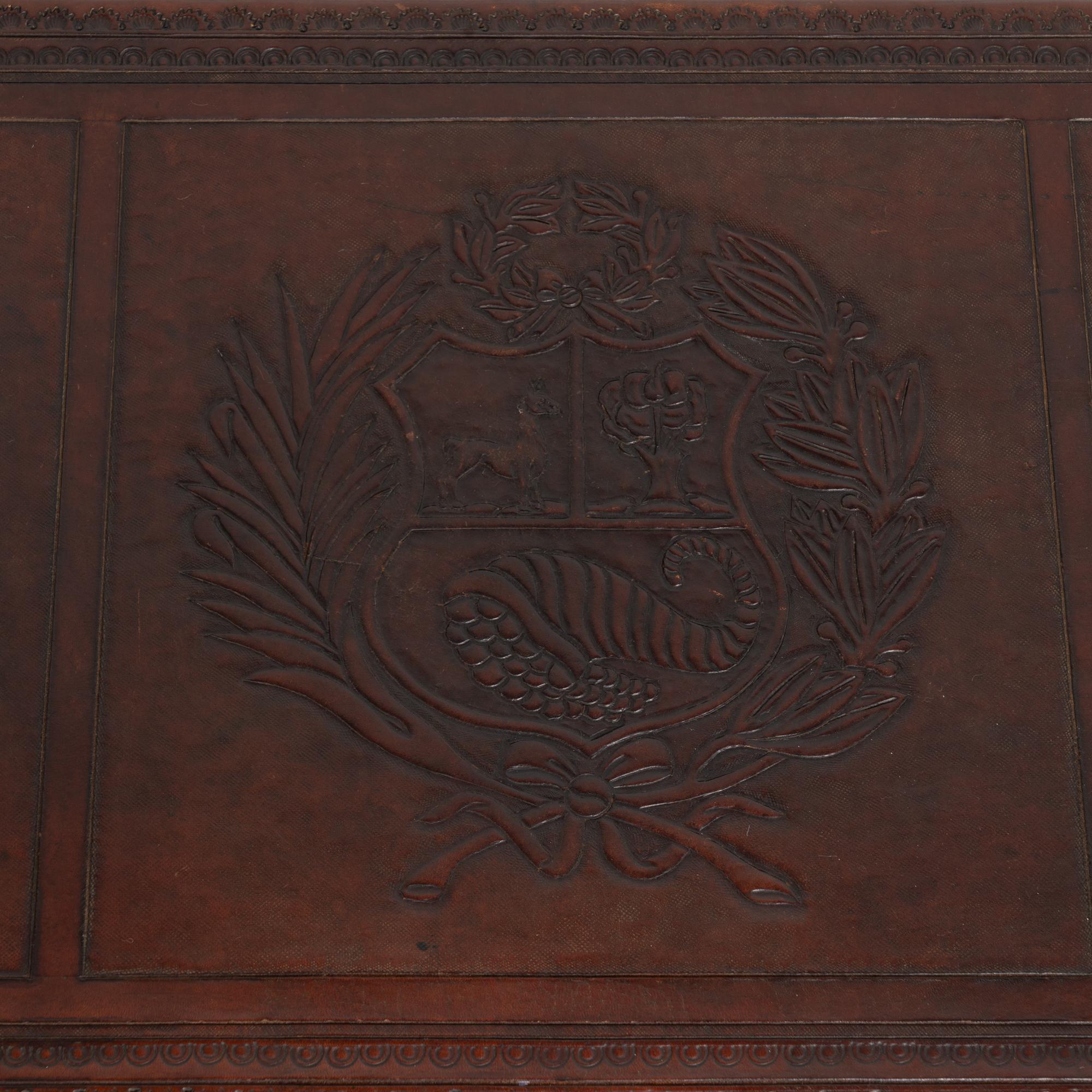 Cuir 20th Century Embossed Leather Top Coffee Table, Spain en vente