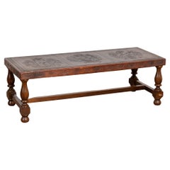 20th Century Embossed Leather Top Coffee Table, Spain