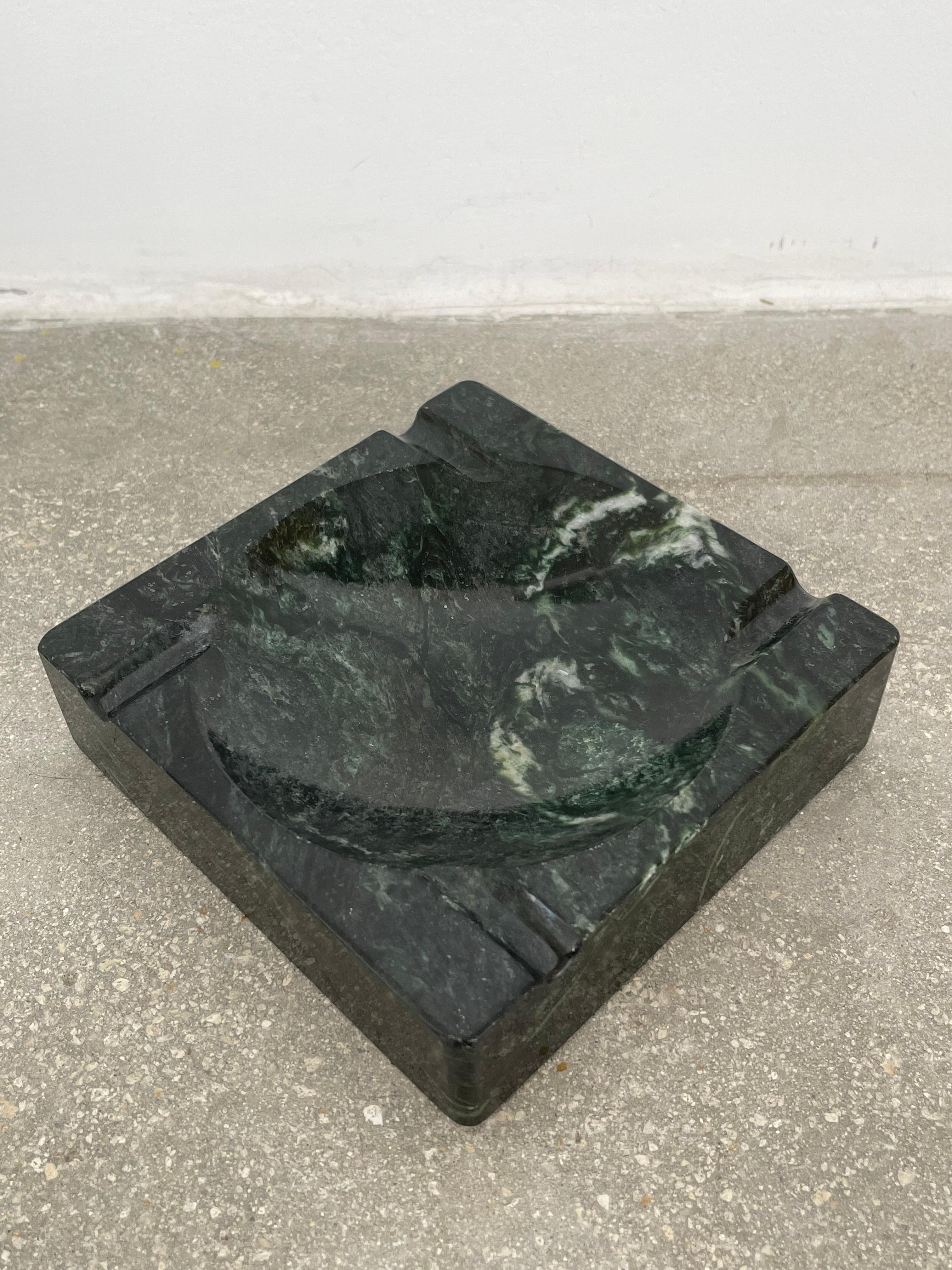 Modern 20th Century Emerald Green Marble Ashtray