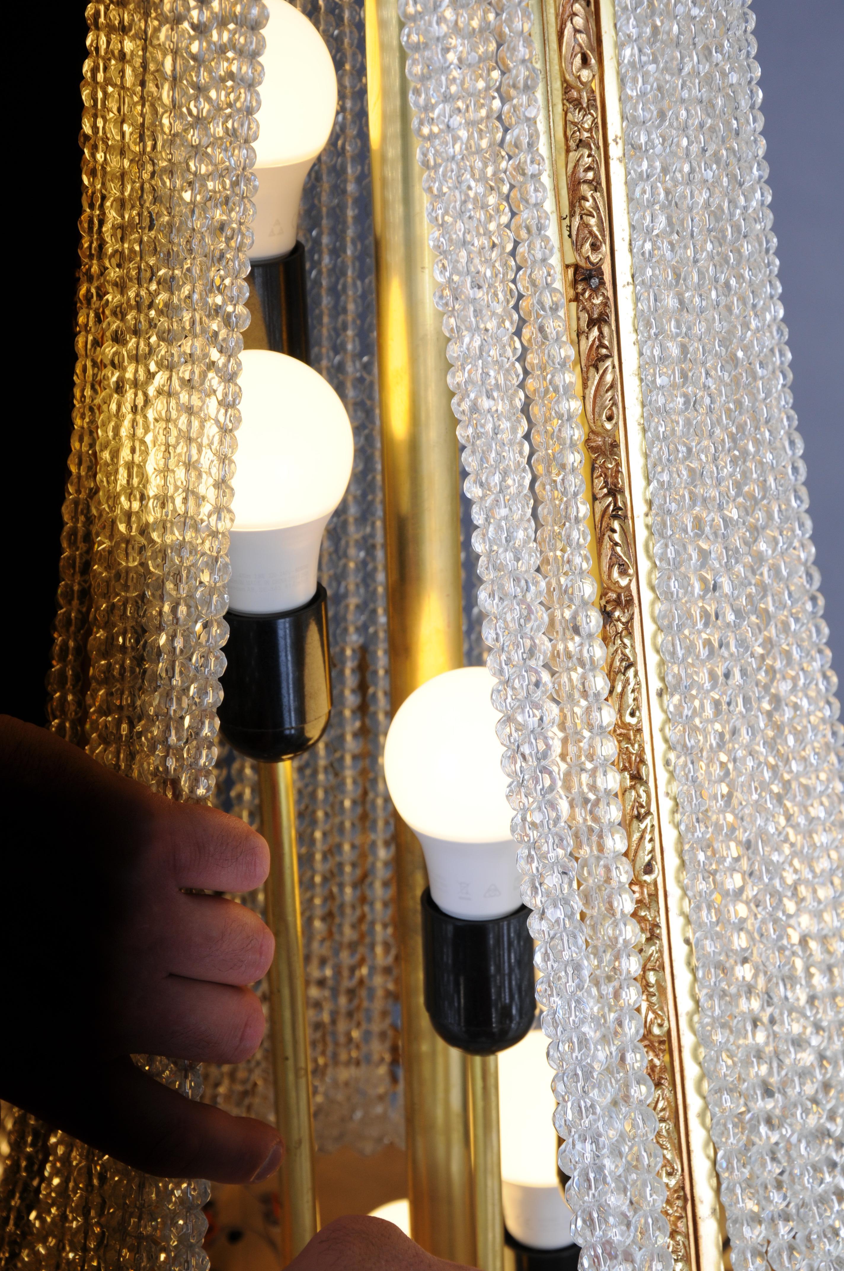 Lampadario Impero del XX secolo, bronzo dorato a fuoco con cristalli a prisma a sfera, Parigi in vendita 9