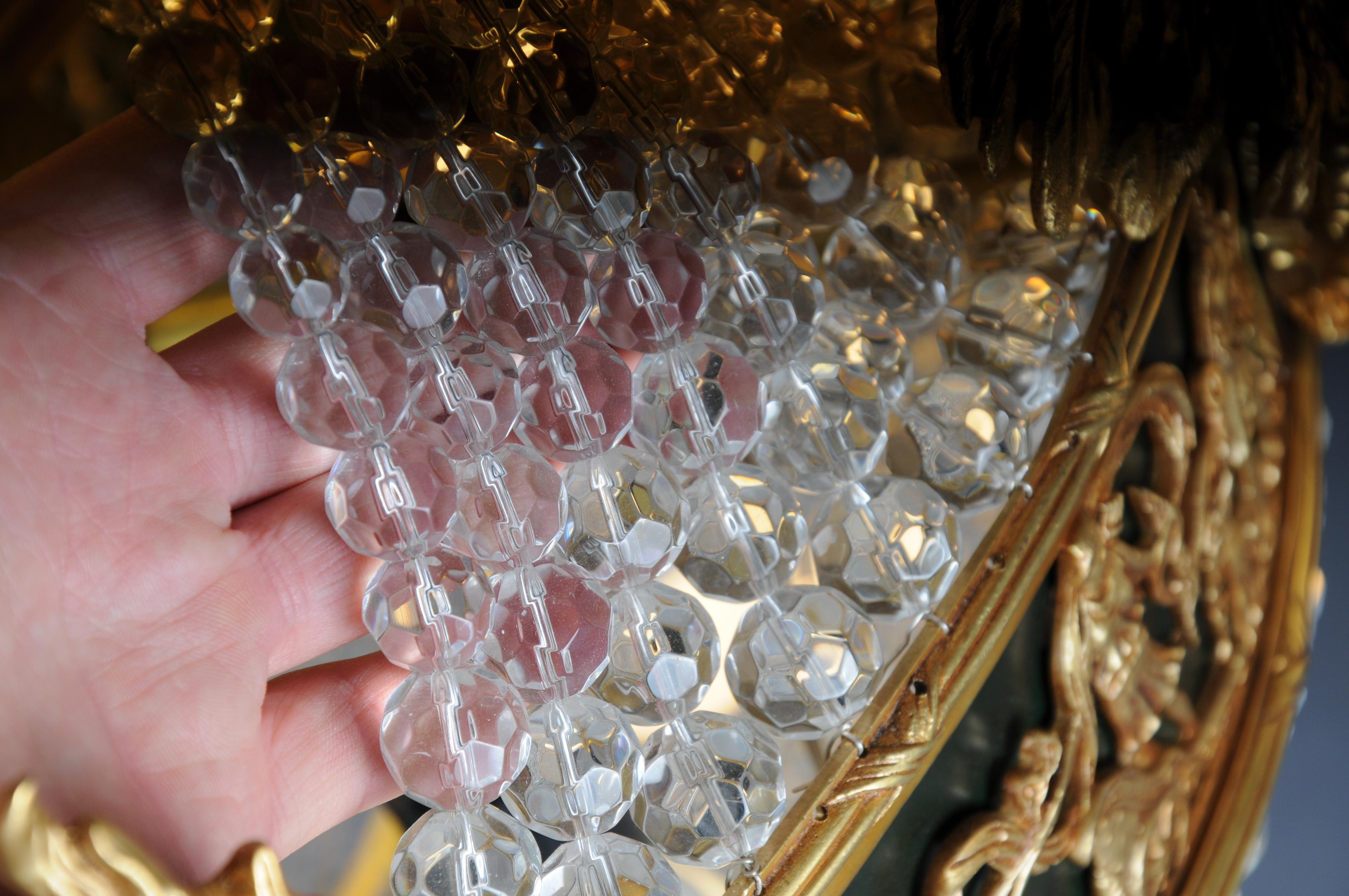 Lampadario Impero del XX secolo, bronzo dorato a fuoco con cristalli a prisma a sfera, Parigi in vendita 10