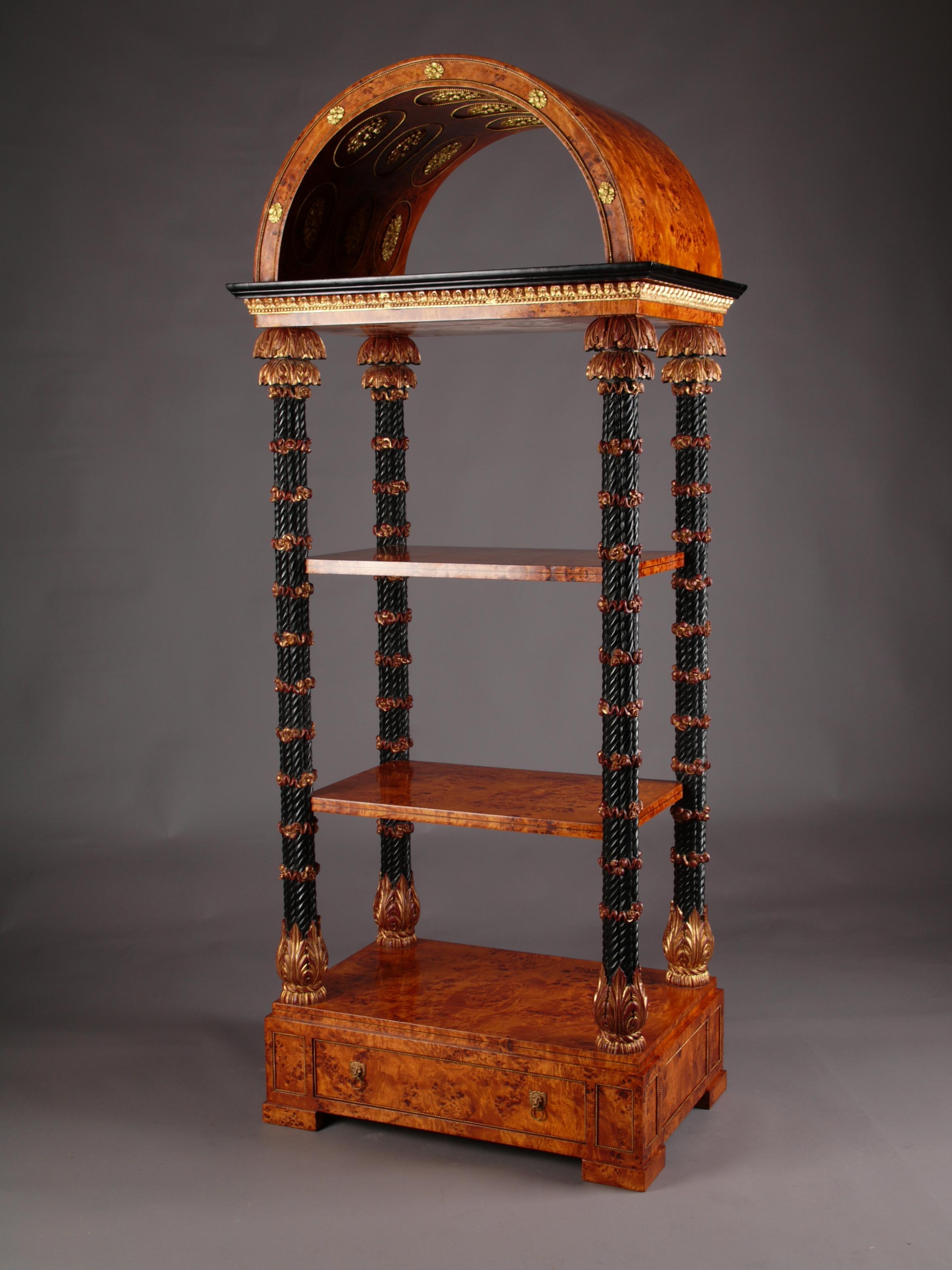 Carved 20th Century Empire Etagere/Showcase, Maple For Sale