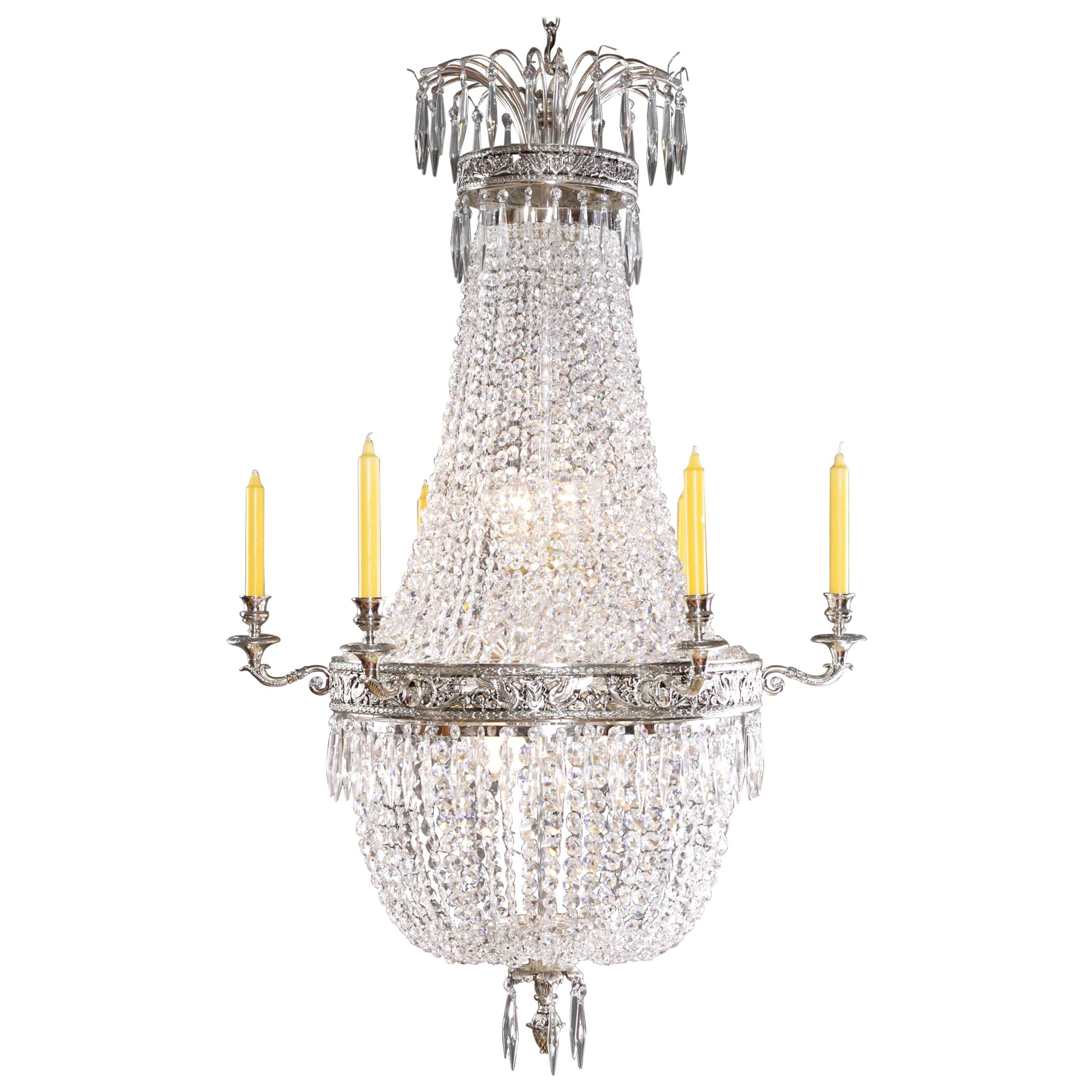20th Century Empire Style Basket Chandelier For Sale