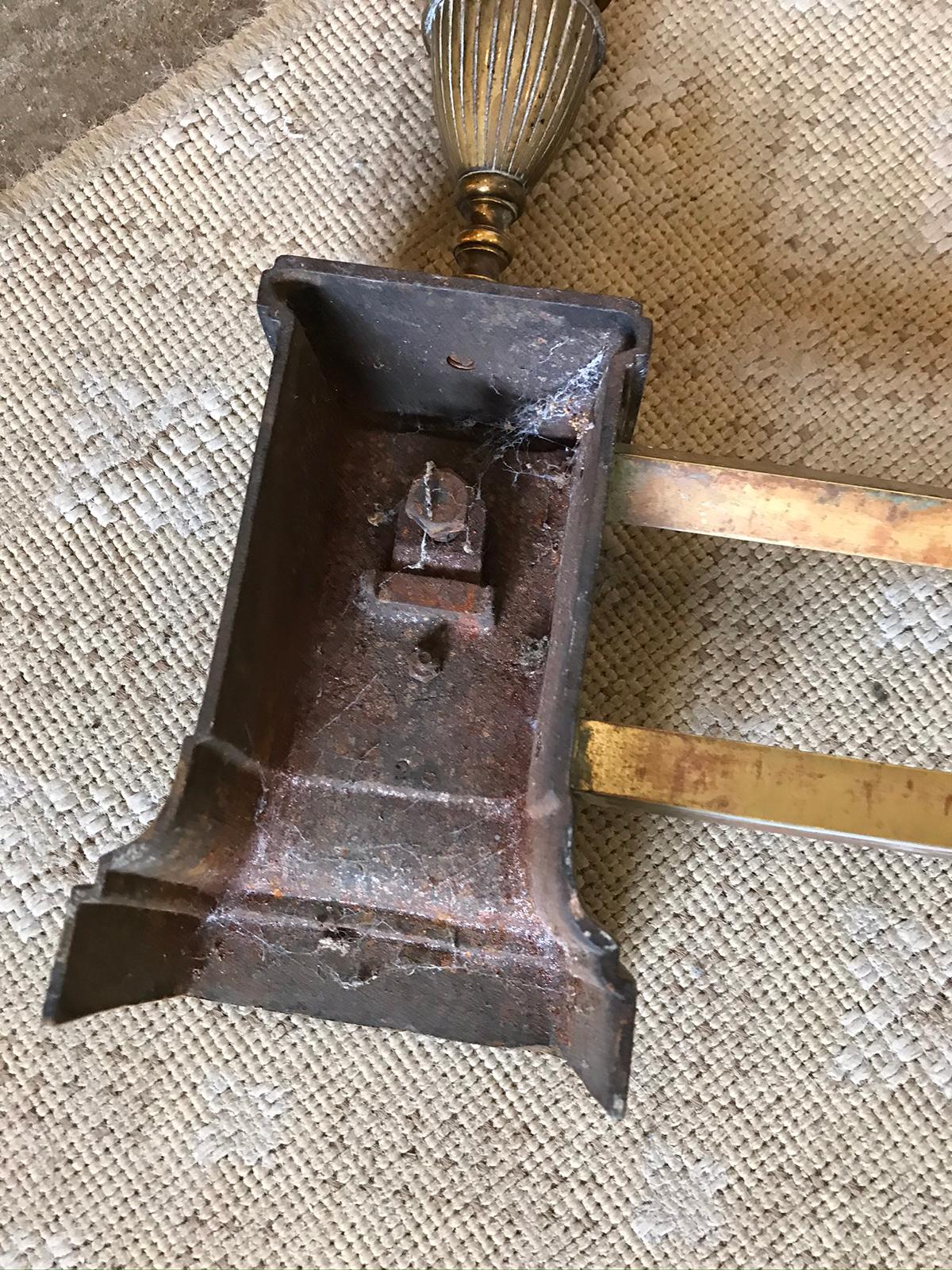 20th Century Empire Style Brass Fireplace Fender with Urn Finial and Star Detail 10