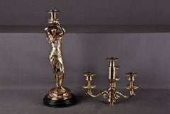 20th Century Empire Style Bronze Casted Figure-Formed Candelabra