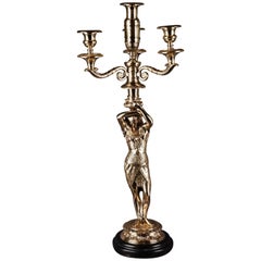 20th Century Empire Style Bronze Casted Figure-Formed Candelabra