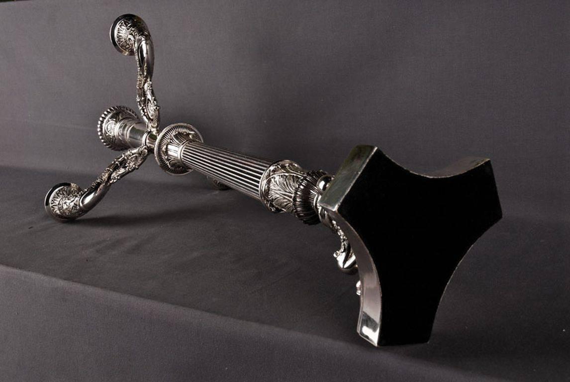 20th Century Empire Style Bronze Silvered Three Claw-Feet French Candelabra For Sale 5