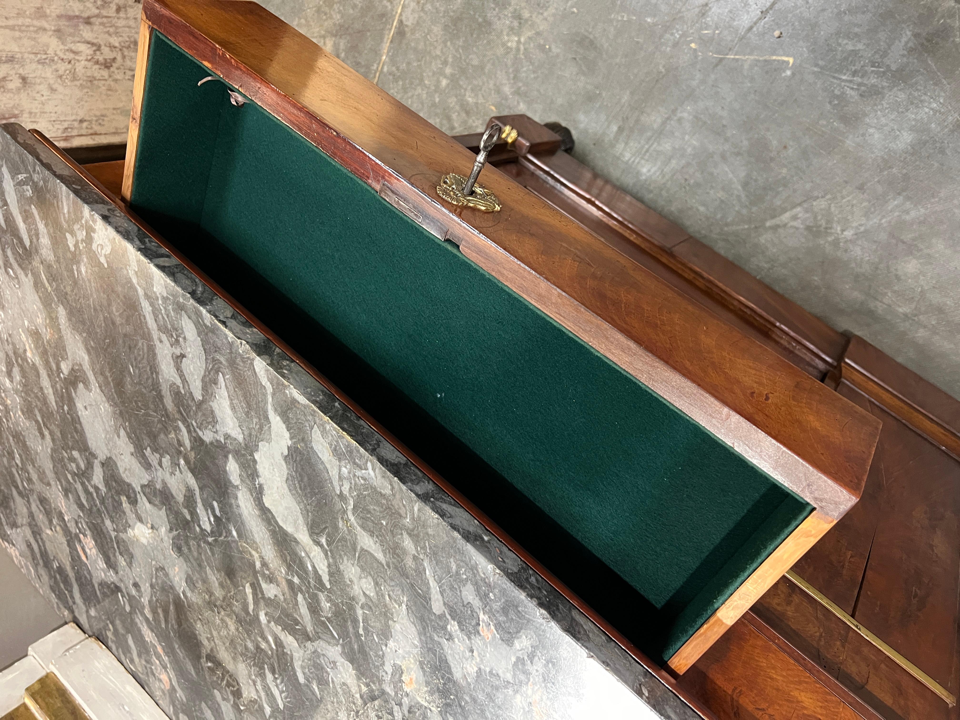 Brass 20th Century Empire Style Buffet With Marble Top For Sale