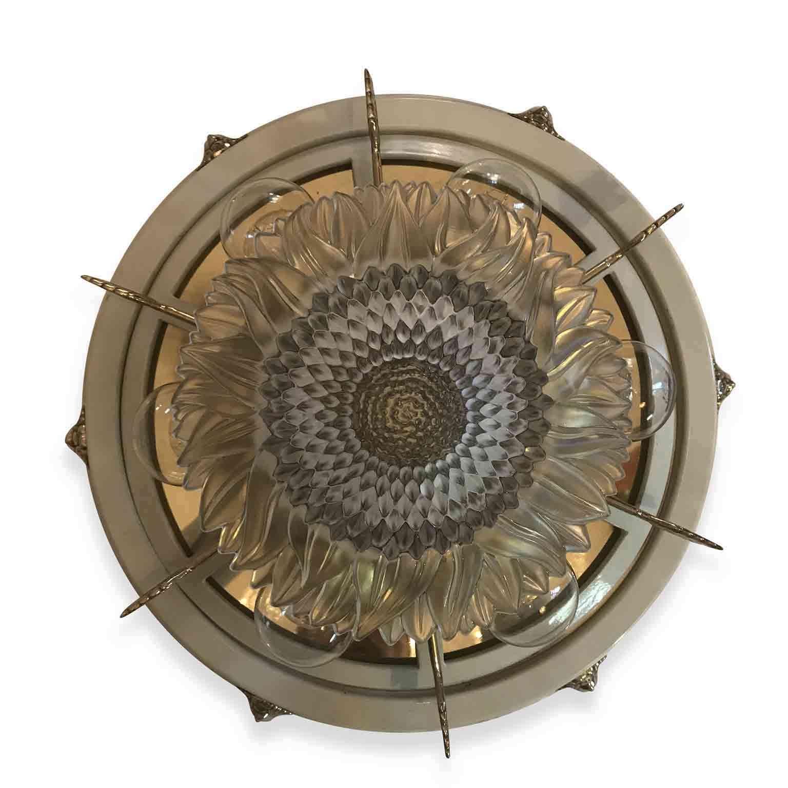 20th Century Empire Style Ceiling Light Italian Banci Firenze White Flush Mount In Good Condition For Sale In Milan, IT