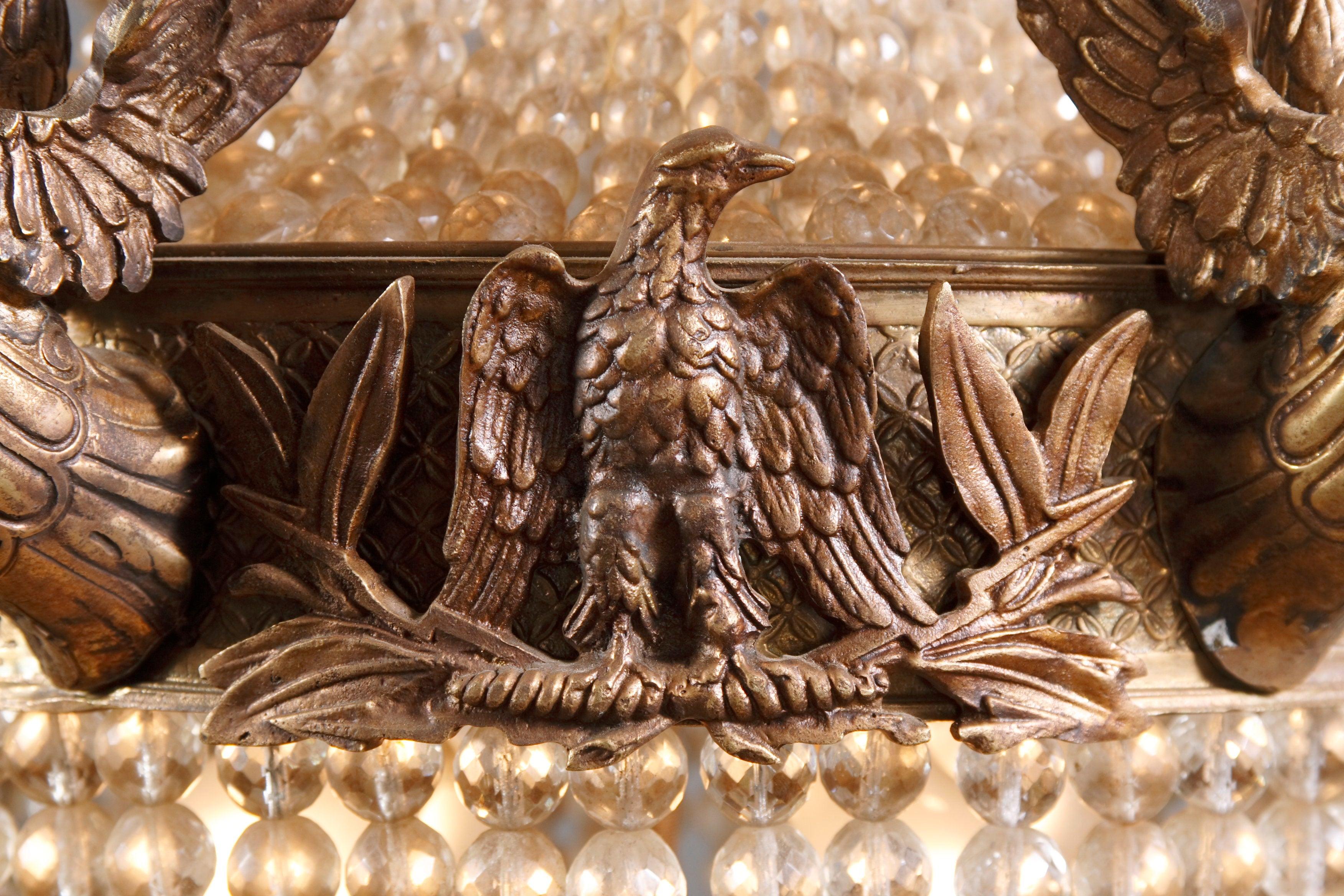 French 20th Century antique Empire Style Chandelier Referred Empress Joséphine bronzed
