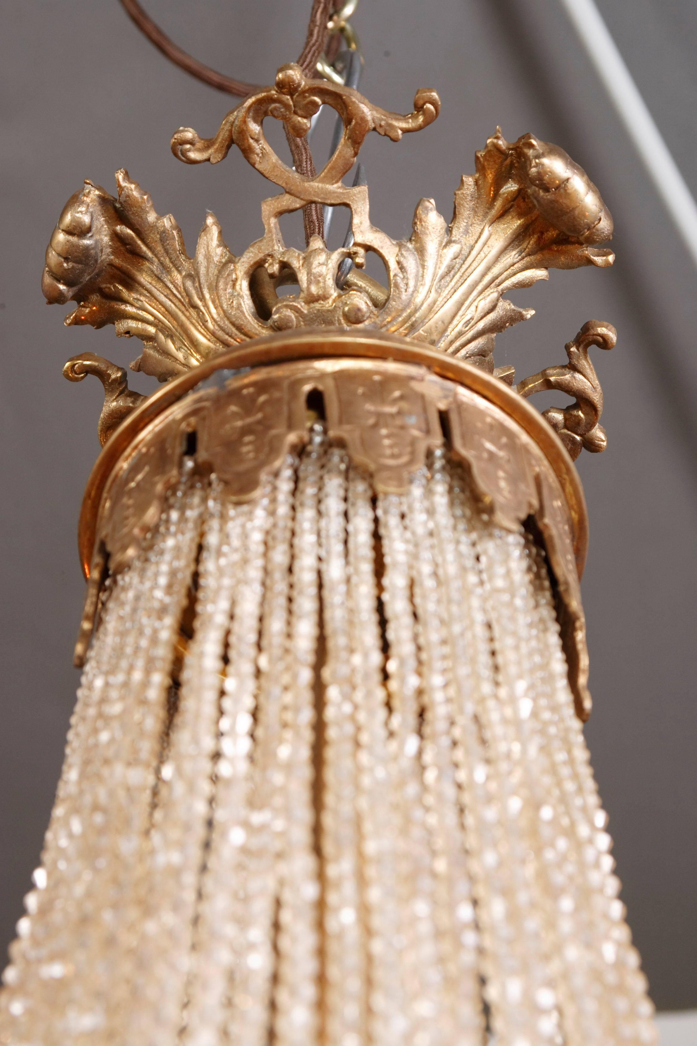 Brass 20th Century Empire Style Chandelier Referred to Empress Joséphine