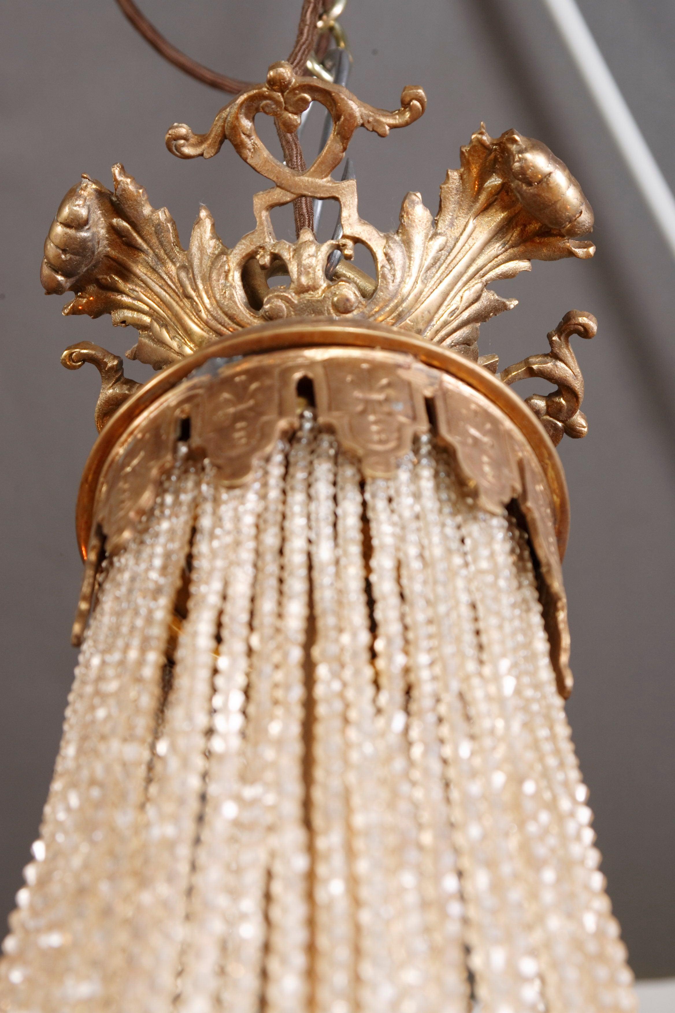 20th Century antique Empire Style Chandelier Referred Empress Joséphine bronzed In Good Condition In Berlin, DE