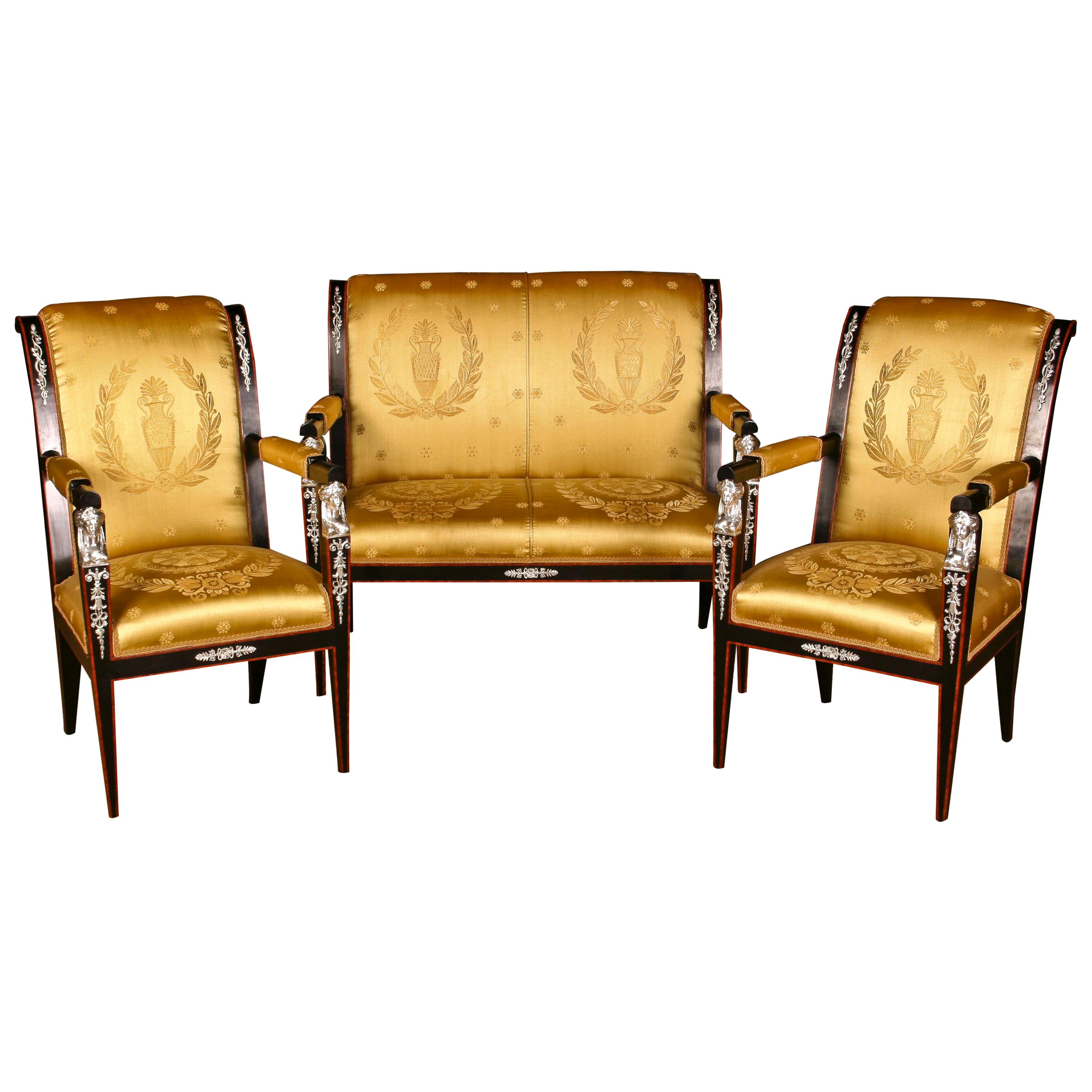 20th Century Empire Style French Garniture Living Room Sets For Sale