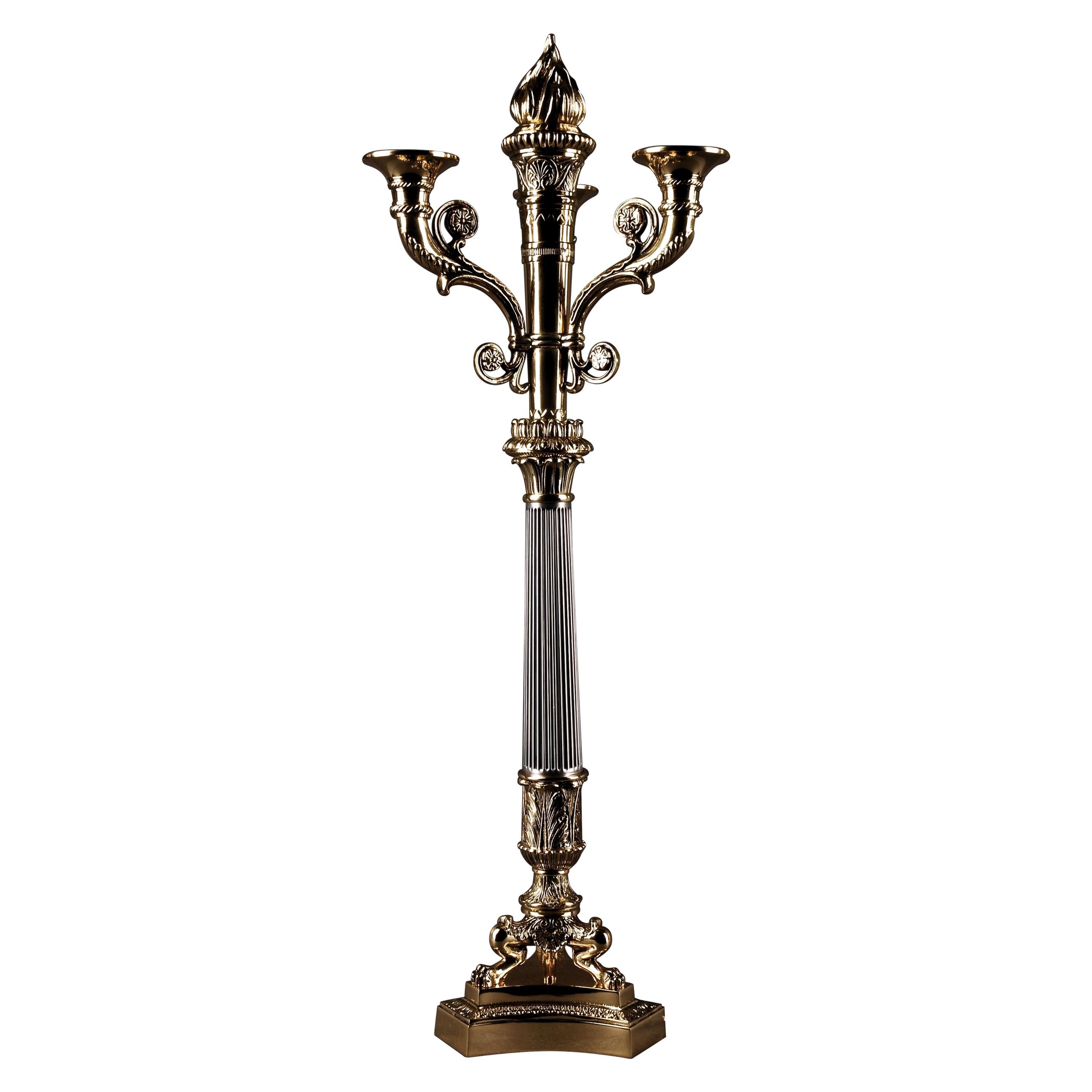 20th Century Empire Style Horn-Formed Rolling Candlesticks French Candelabra For Sale