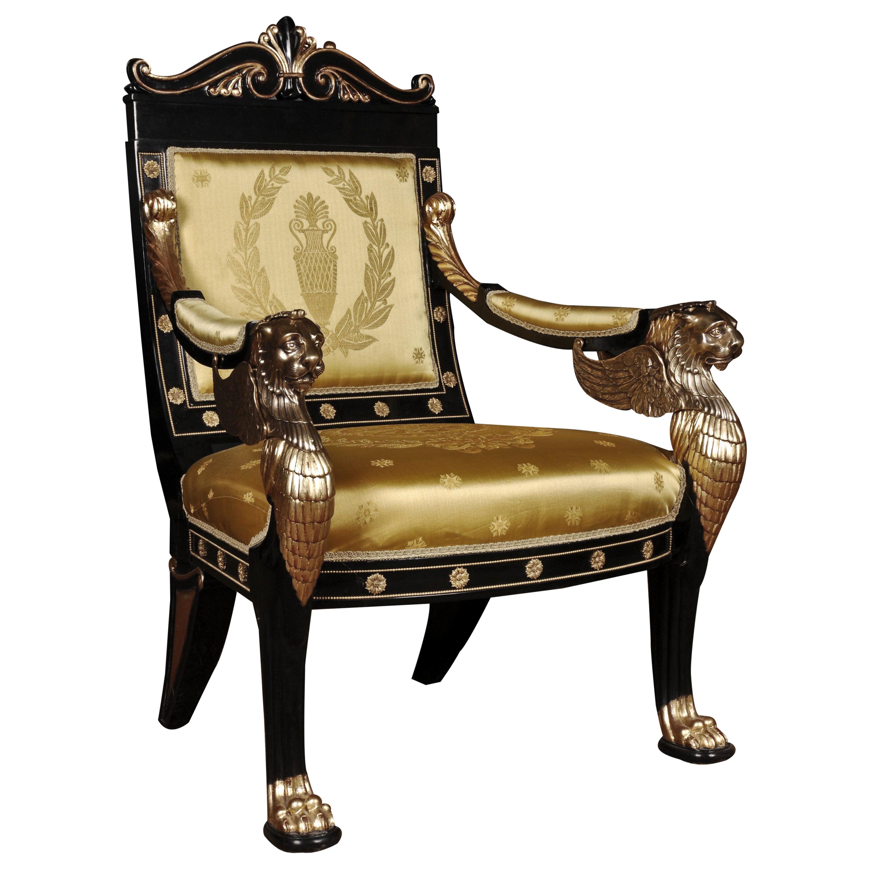 20th Century Empire Style Lion Armchair For Sale