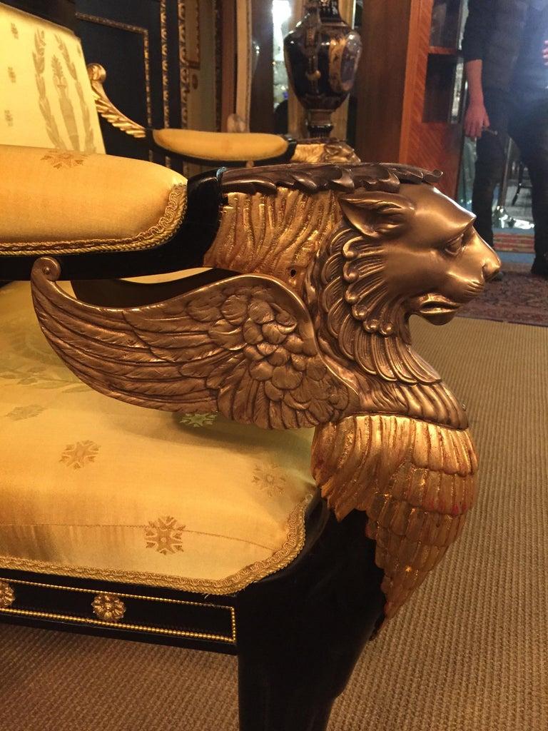 20th Century antique Empire Style Lion canapé  Sofa beech bronze For Sale 2