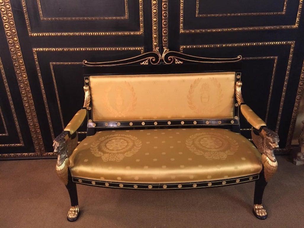 20th Century antique Empire Style Lion canapé  Sofa beech bronze For Sale 6