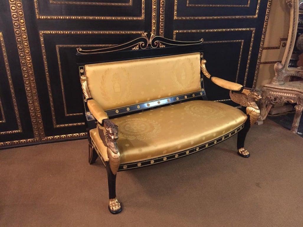 20th Century antique Empire Style Lion canapé  Sofa beech bronze For Sale 7